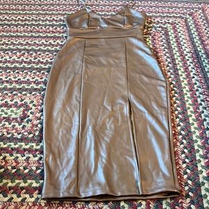 Faux Leather Midi Dress